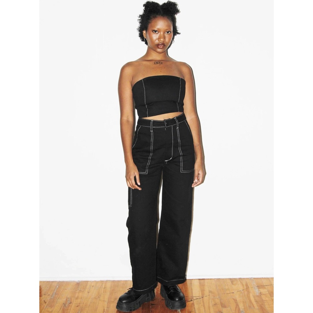 Studio‎ Citizen Carpenter Pants Black Denim 28 Wide Leg Goth Slow Fashion Canada